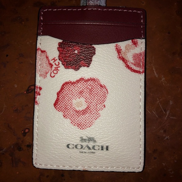 🆕🎁 SALE 🎉COACH CHALK/RED FLORAL ID LANYARD - Picture 6 of 6